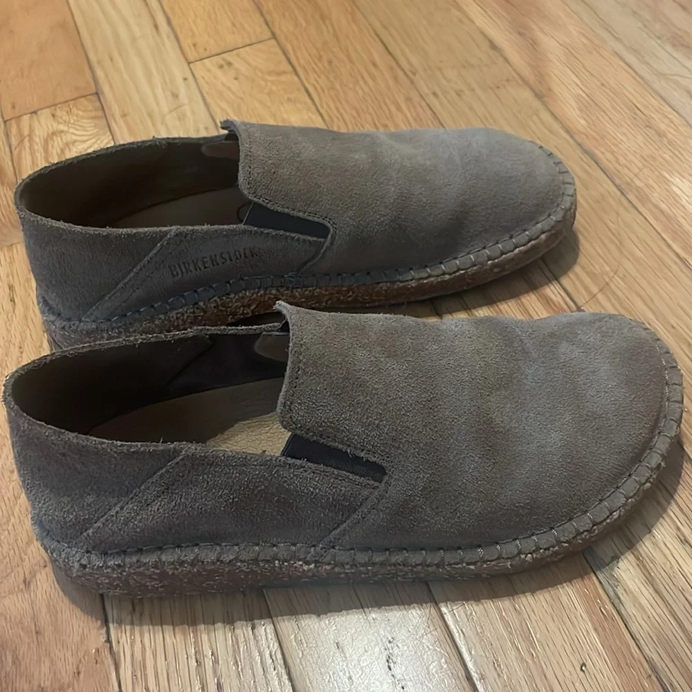Birkenstock Taupe Suede Espadrille Slip-Ons